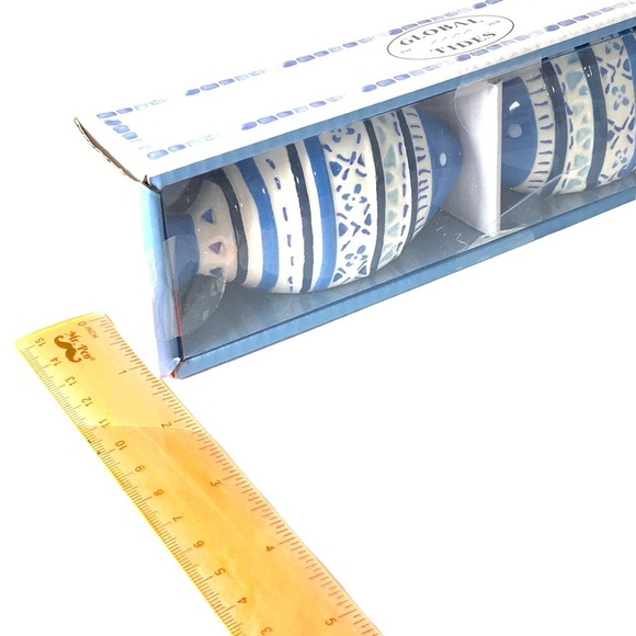 Global Tides Tropical Fish Salt Pepper Shaker Set Ceramic Coastal Blue White - Picture 8 of 16